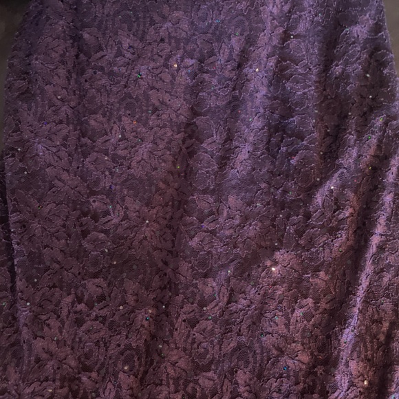 Two piece purple lace formal dress with rhinestone pin - Picture 8 of 8